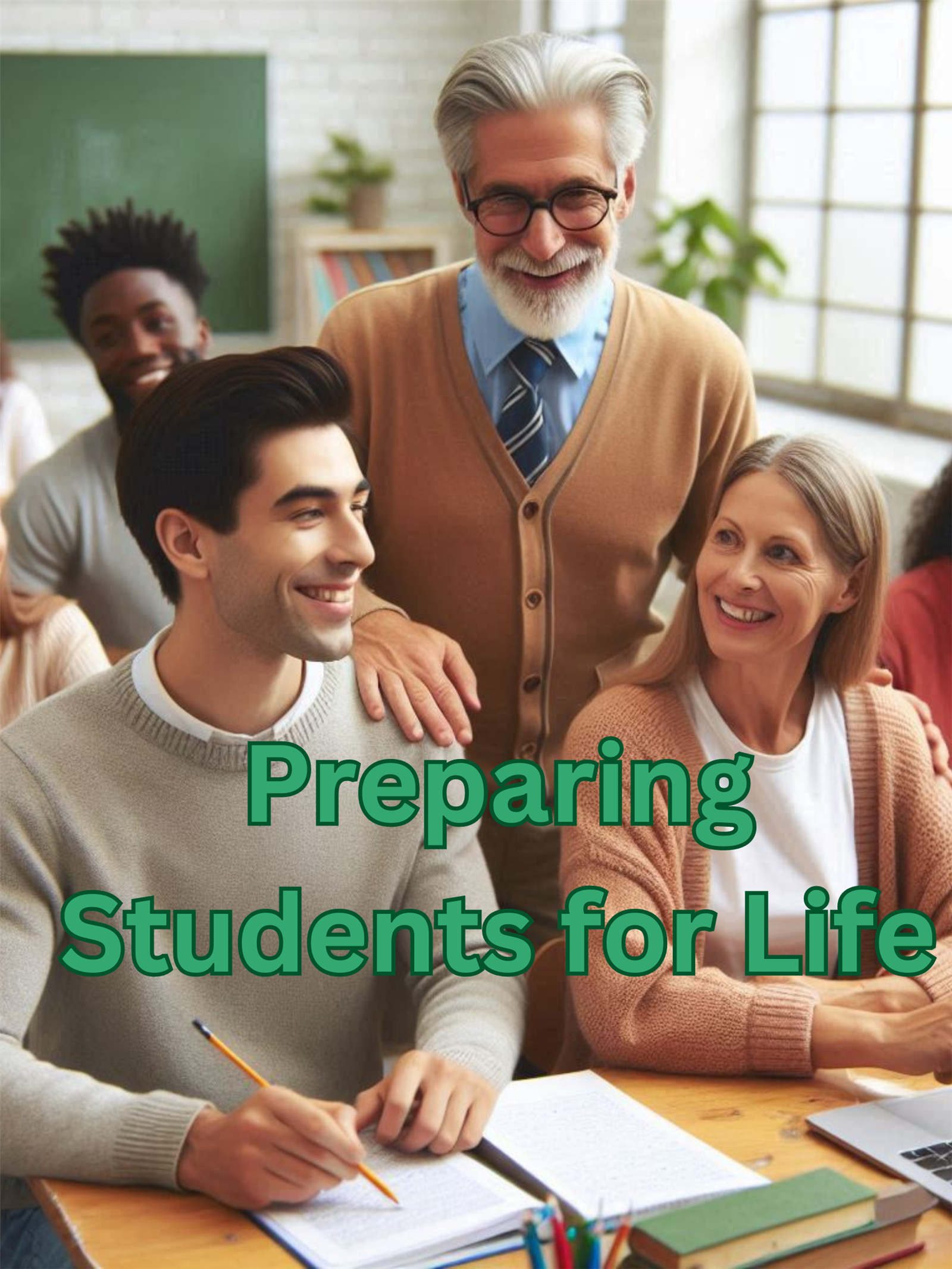 Teacher preparing his adult students for life.